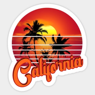 California Retro Vintage Sunset Beach 70s 80s Sticker